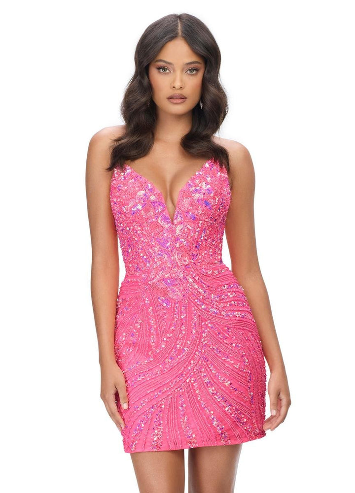 Ashley Lauren 4500 Bright Pink Prom Dress