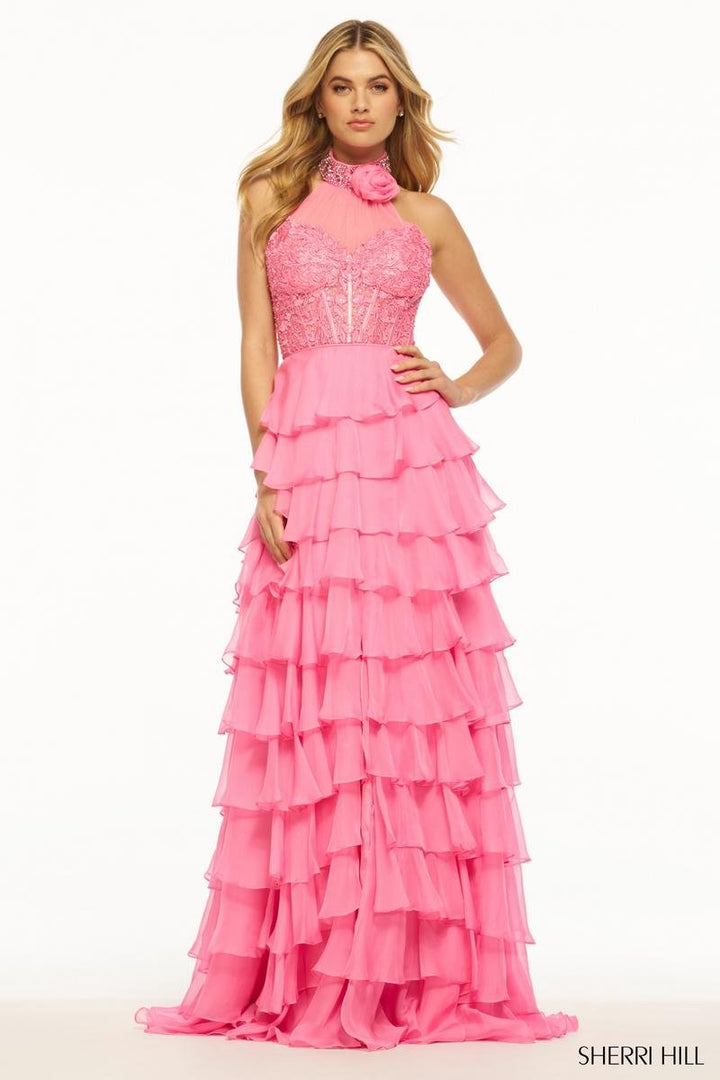 Sherri Hill 56083 Bright Pink Prom Dress