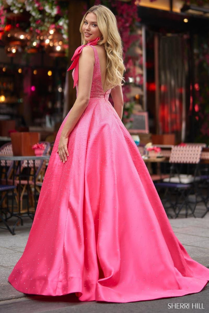 Sherri Hill 56929 Bright Pink Prom Dress