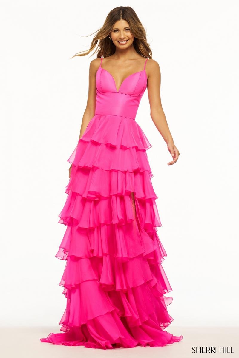 Sherri Hill 56108 Bright Pink Prom Dress