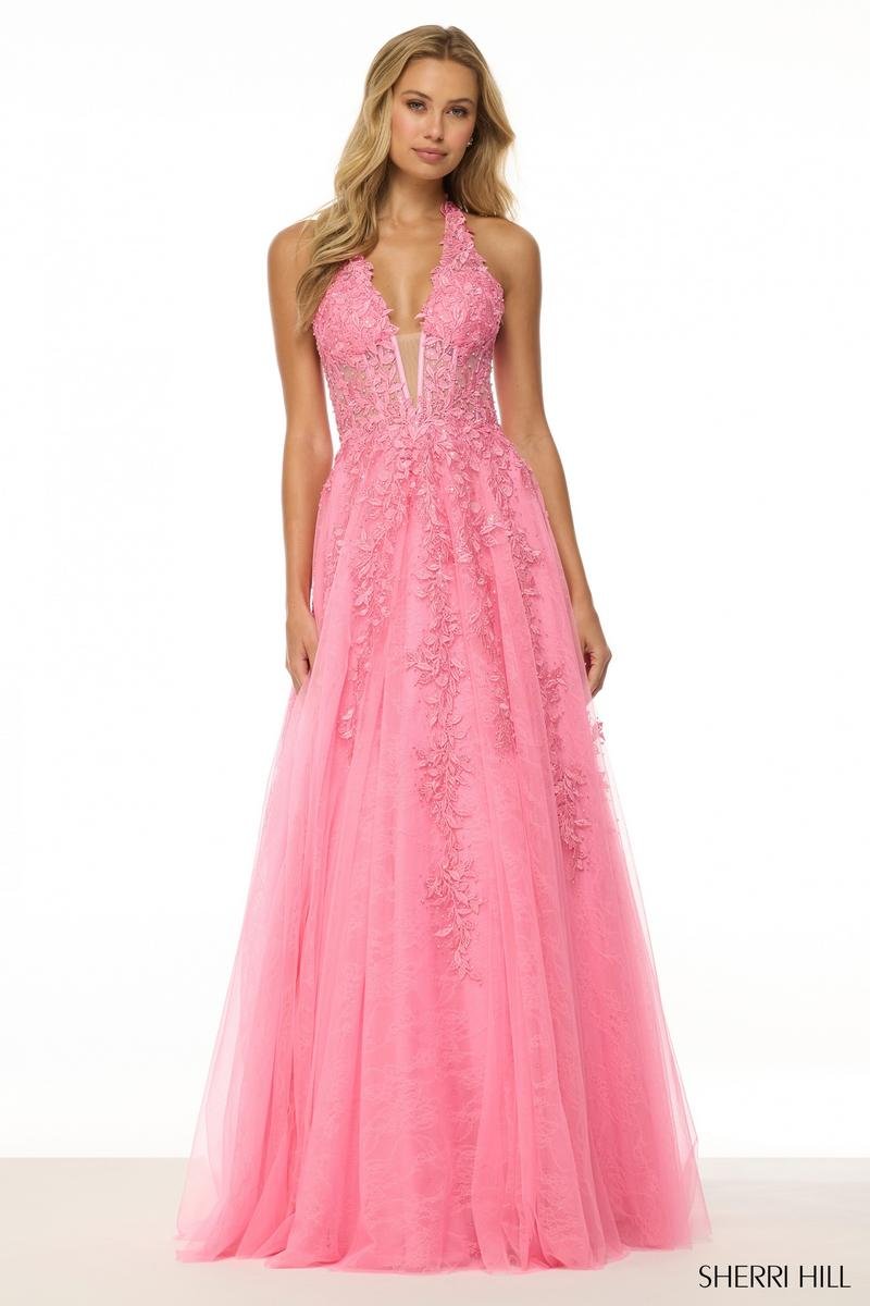 Sherri Hill 56490 Bright Pink Prom Dress
