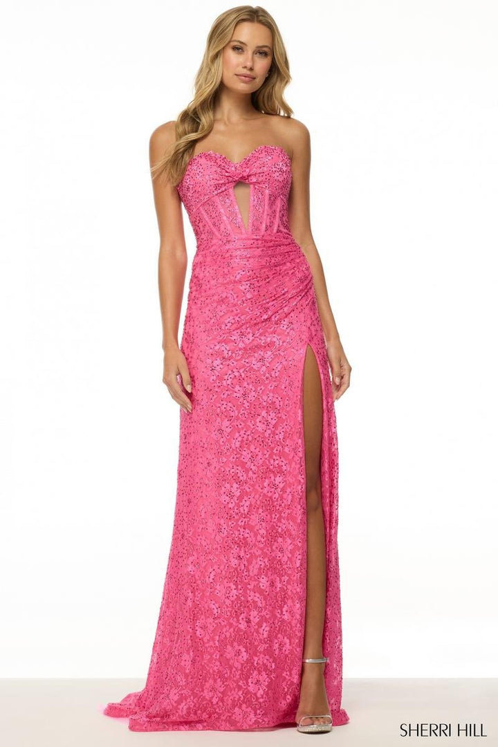 Sherri Hill 57086 Bright Pink Prom Dress