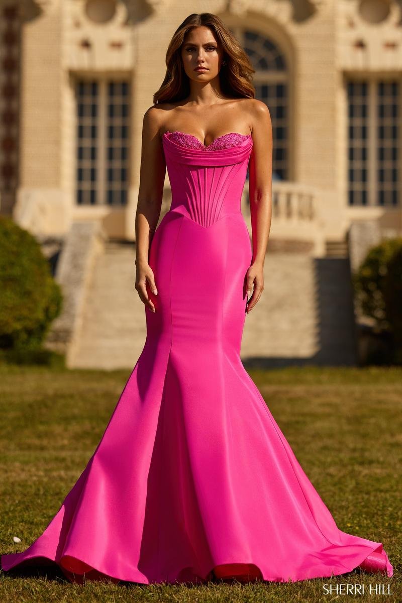 Sherri Hill 57626 Bright Pink Prom Dress