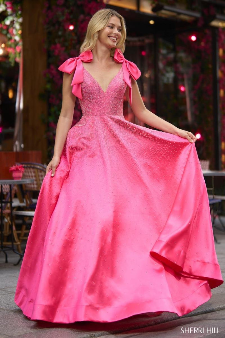 Sherri Hill 56929 Bright Pink Prom Dress