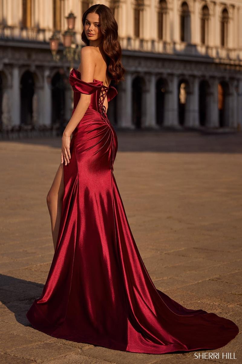 Sherri Hill 57253 Burgundy Prom Dress