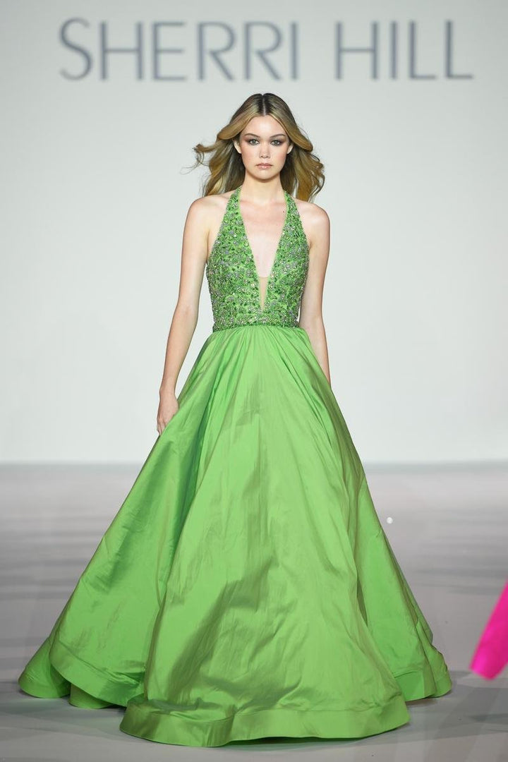 Sherri Hill 56213 Chartreuse Prom Dress