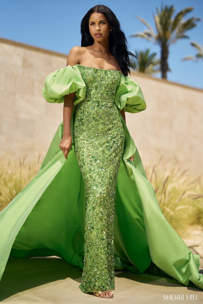 Sherri Hill 55632 Chartreuse Prom Dress