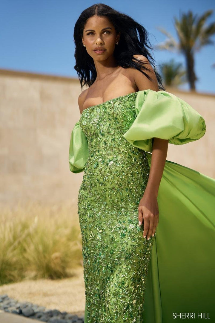 Sherri Hill 55632 Chartreuse Prom Dress