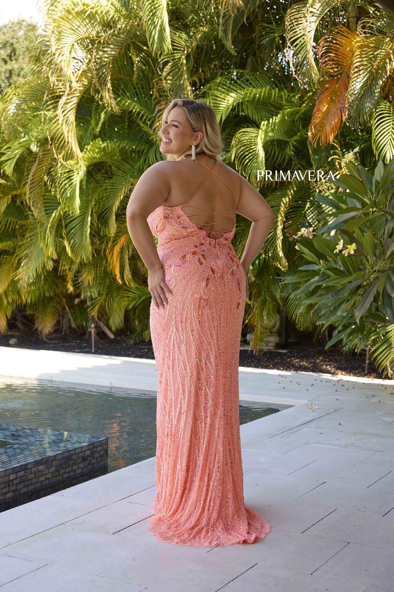 Primavera Couture 14072 Coral Prom Dress