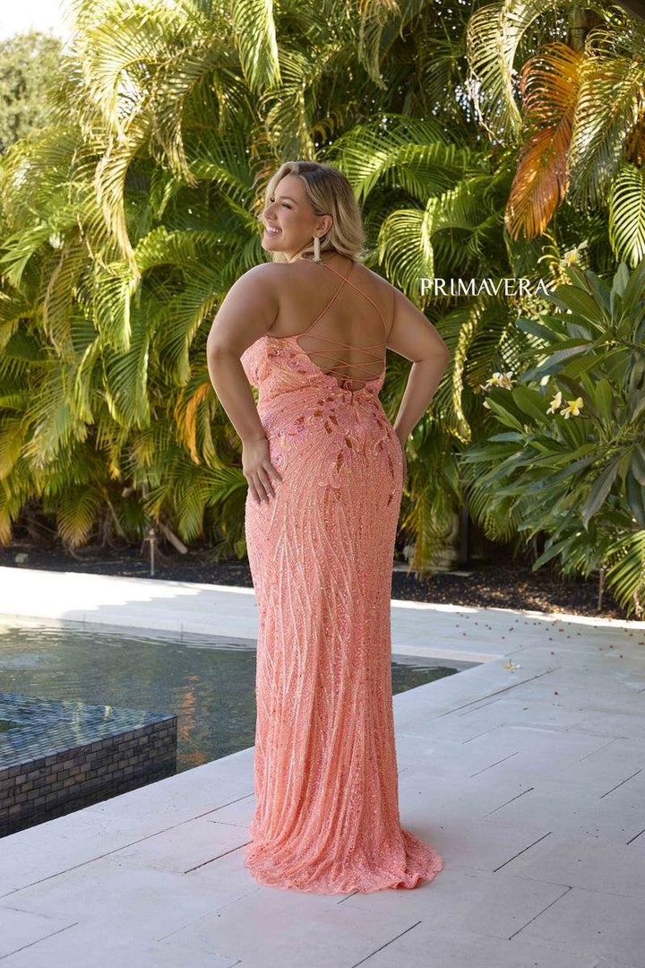 Primavera Couture 14072 Coral Prom Dress