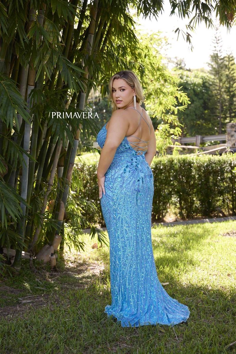 Primavera Couture 14072 Crystal Blue Prom Dress