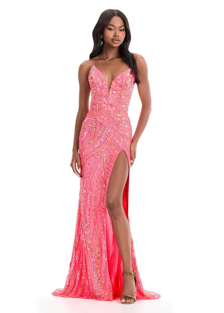 Ashley Lauren 11236 Electric Pink Prom Dress