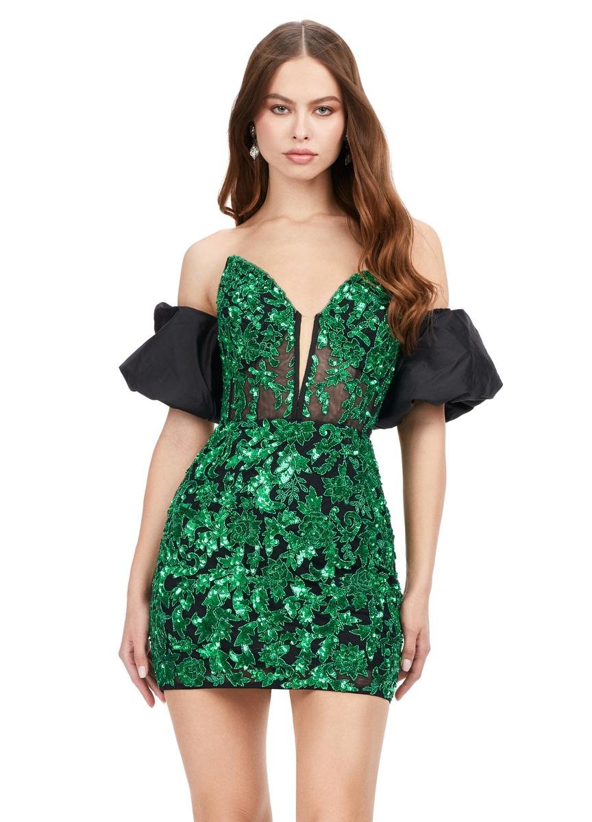 Ashley Lauren 4614 Emerald Black Prom Dress