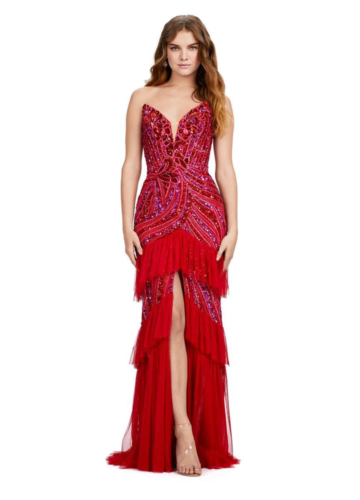 Ashley Lauren 11438 Fuchsia Red Prom Dress