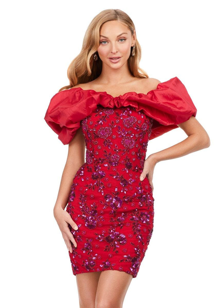 Ashley Lauren 4613 Fuchsia Red Prom Dress