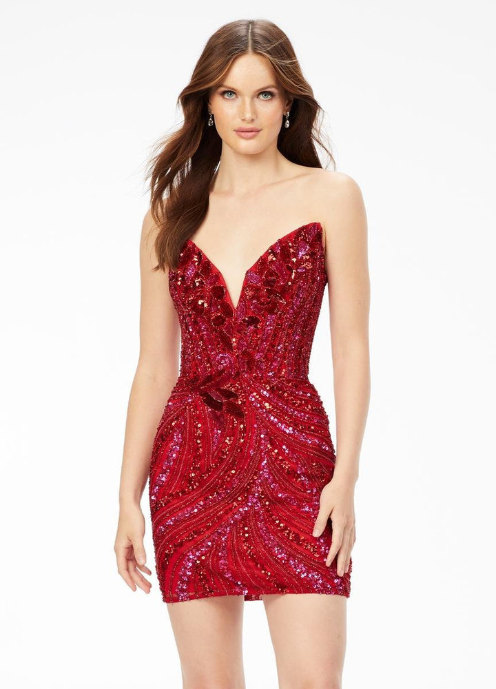 Ashley Lauren 4500 Fuchsia Red Prom Dress