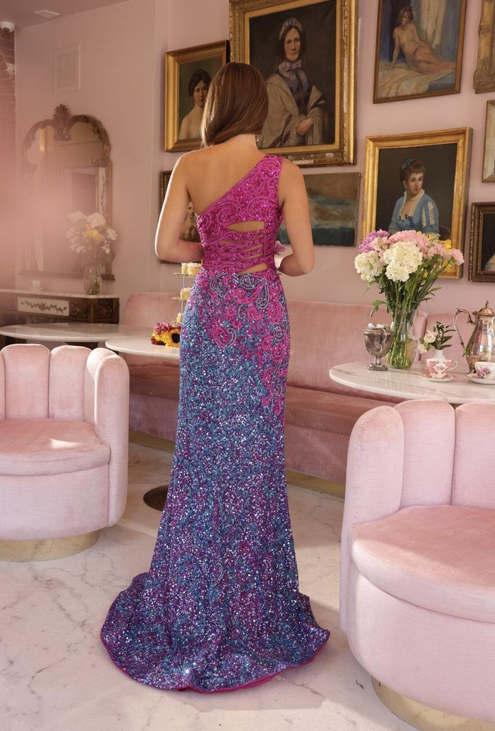 Ava Presley 47039 Fuchsia/Turquoise Prom Dress