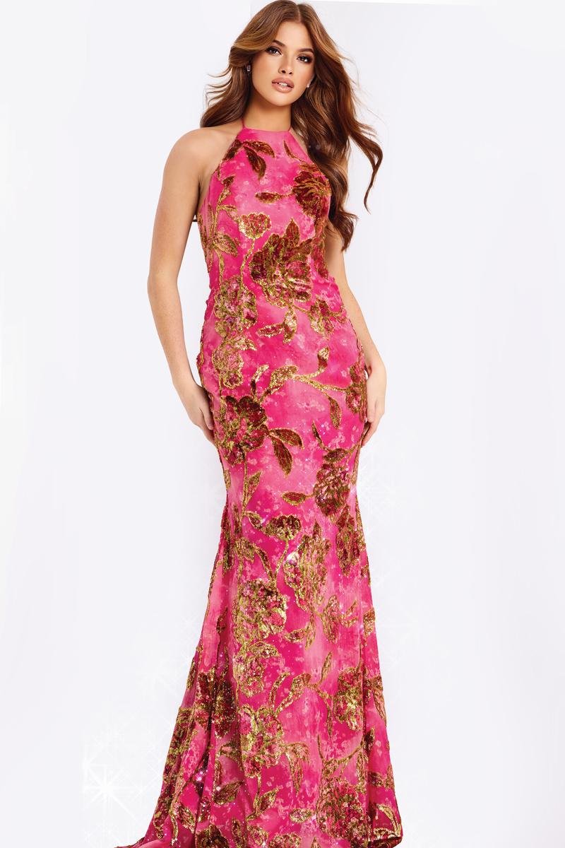 Jovani 46434 — Fuschia/Gold