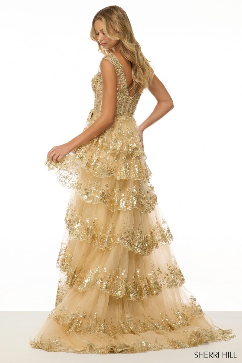 Sherri Hill 57000 Gold Prom Dress