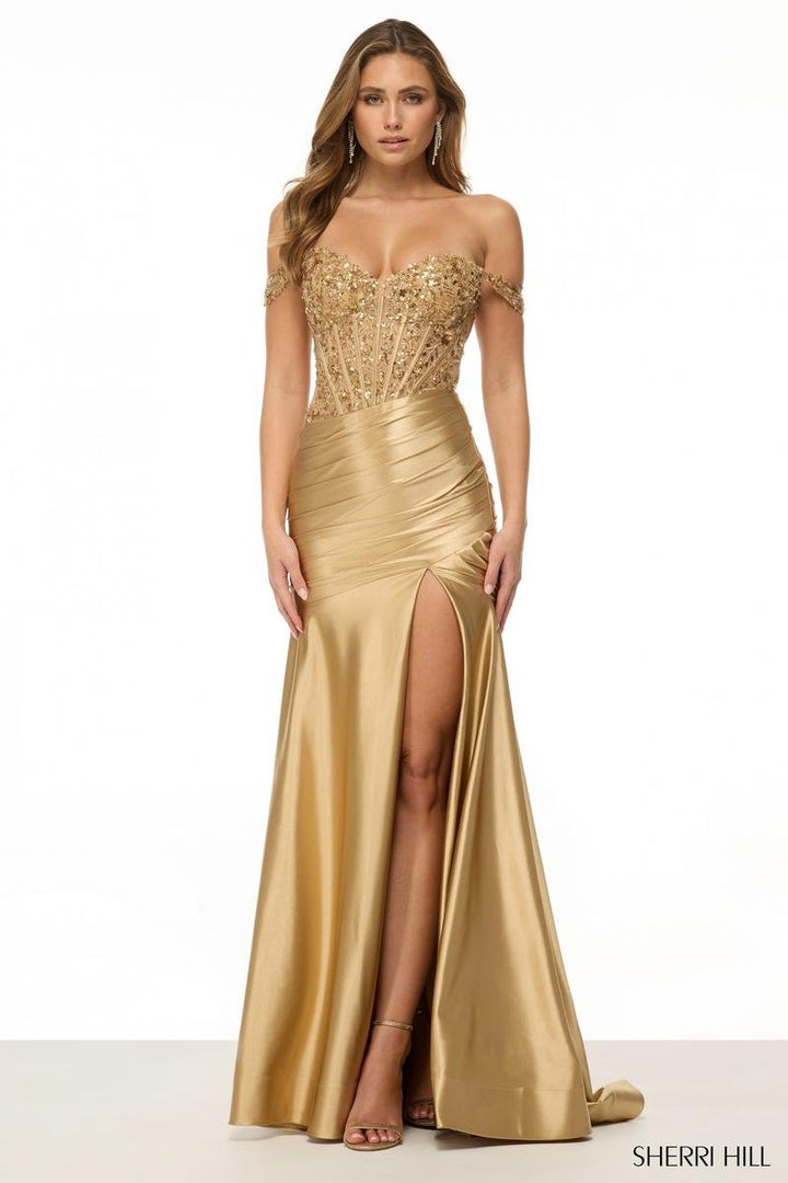 Sherri Hill 57053 Gold Prom Dress