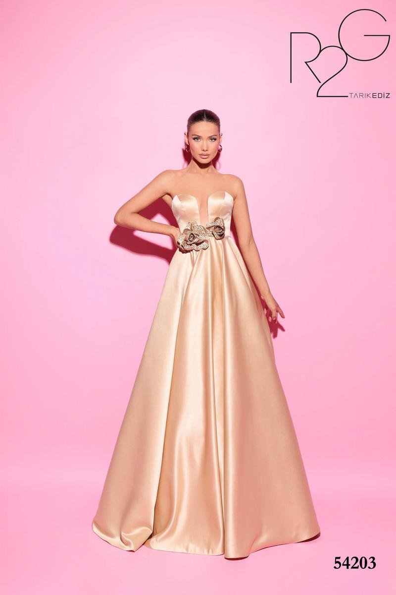 Tarik Ediz 54203 Gold Prom Dress