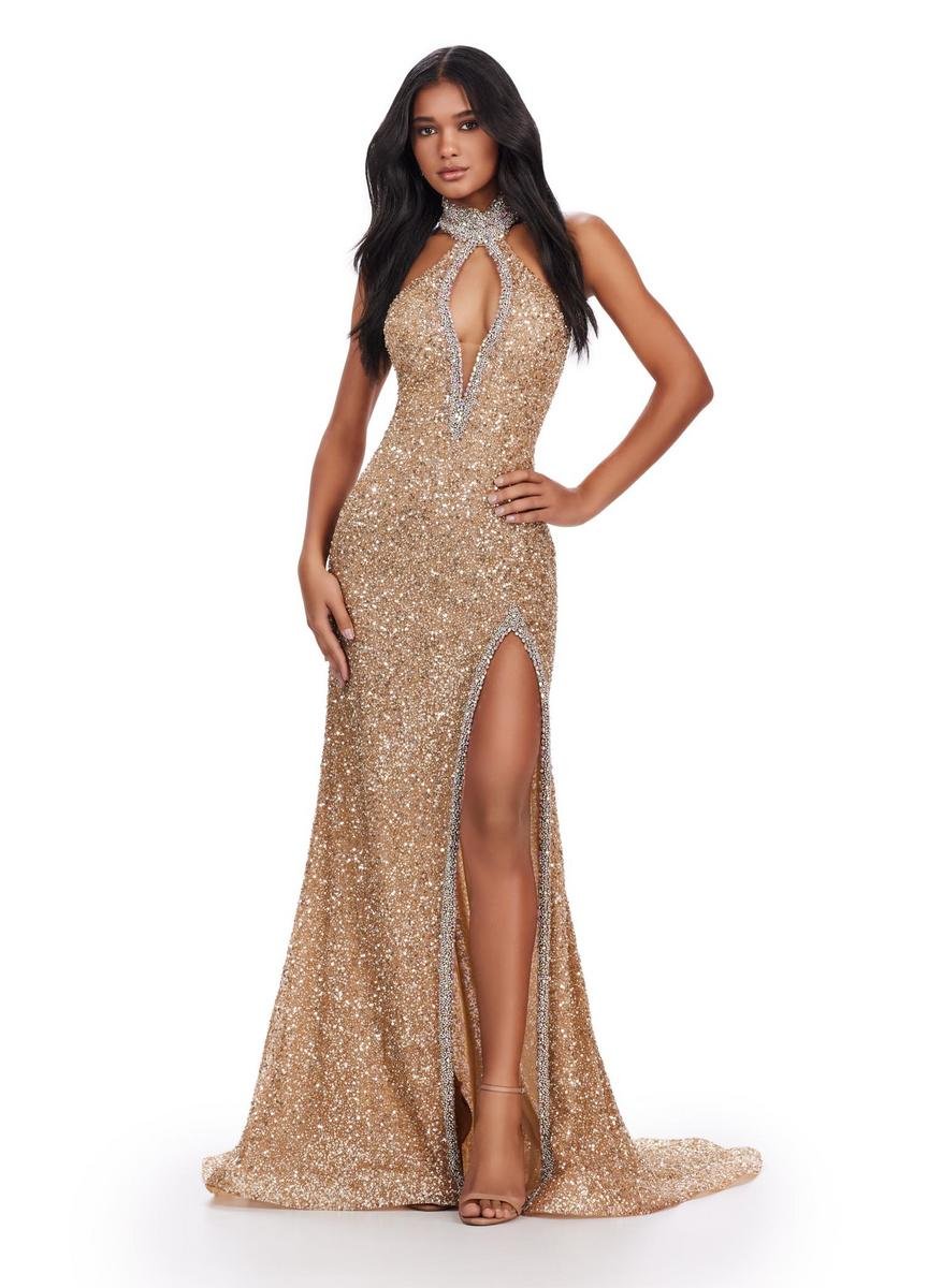 Ashley Lauren 11634 Gold Prom Dress