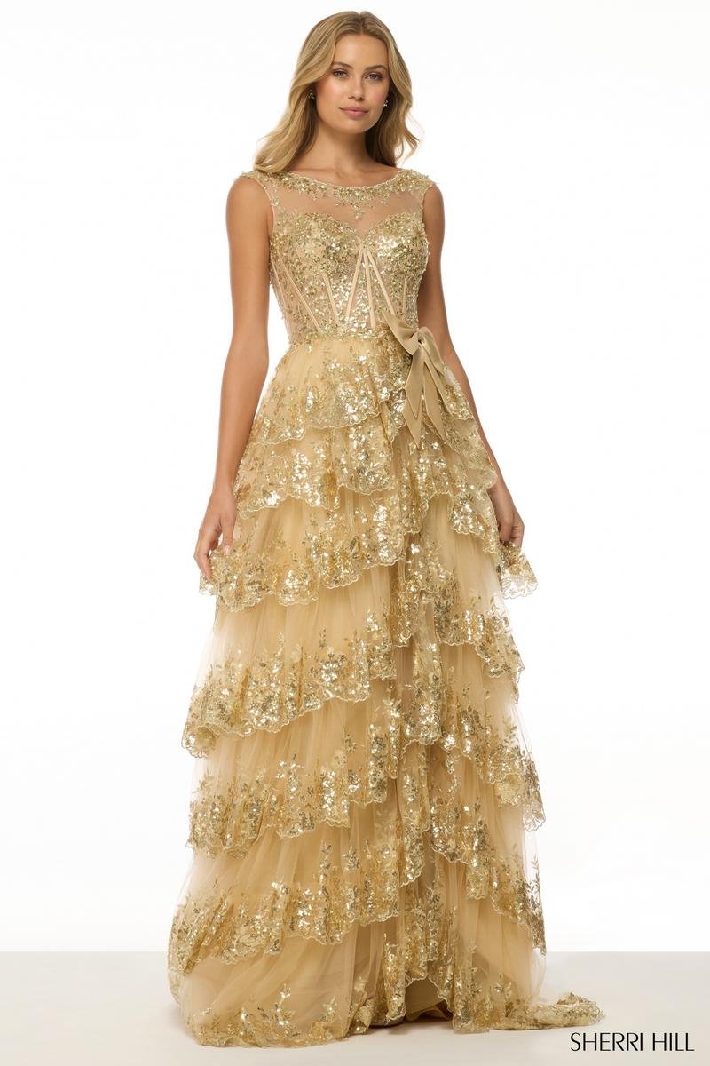 Sherri Hill 57000 Gold Prom Dress