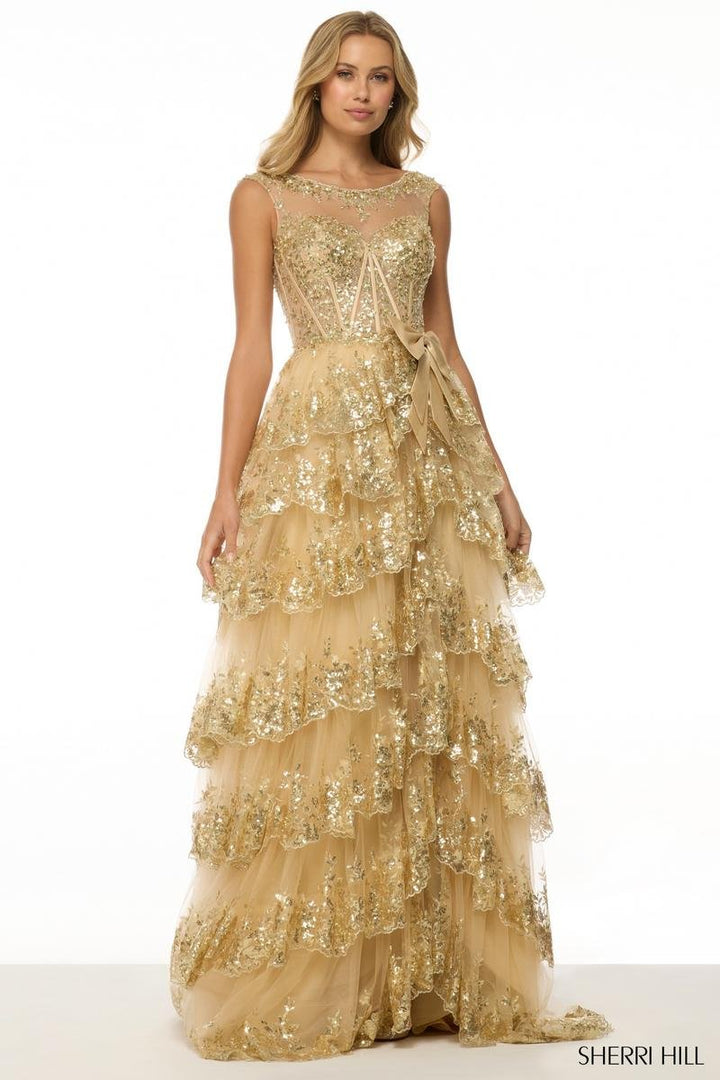 Sherri Hill 57000 Gold Prom Dress
