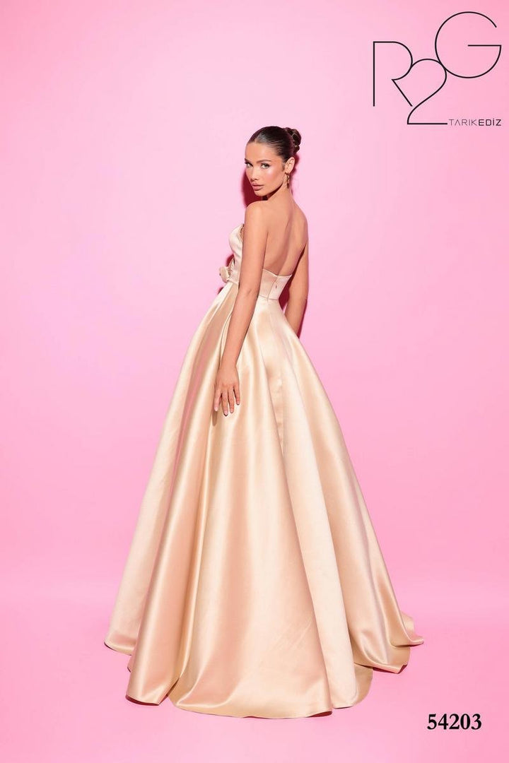 Tarik Ediz 54203 Gold Prom Dress