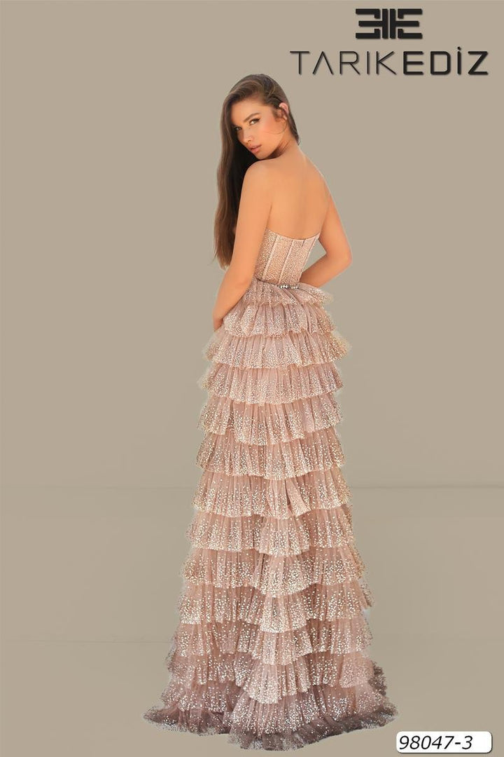 Tarik Ediz 98047 Gold Prom Dress