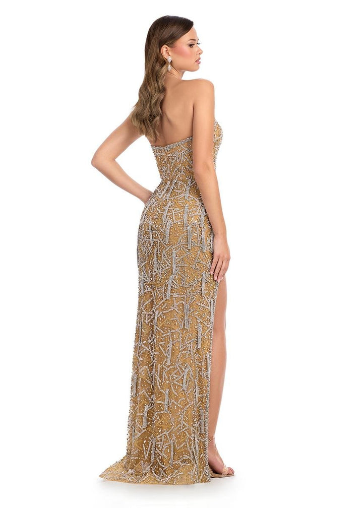 Ashley Lauren 11999 Gold Prom Dress
