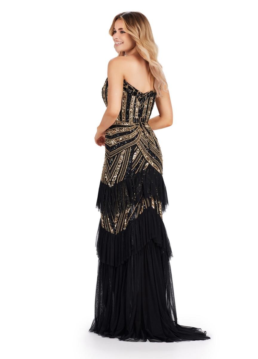 Ashley Lauren 11438 Gold Black Prom Dress