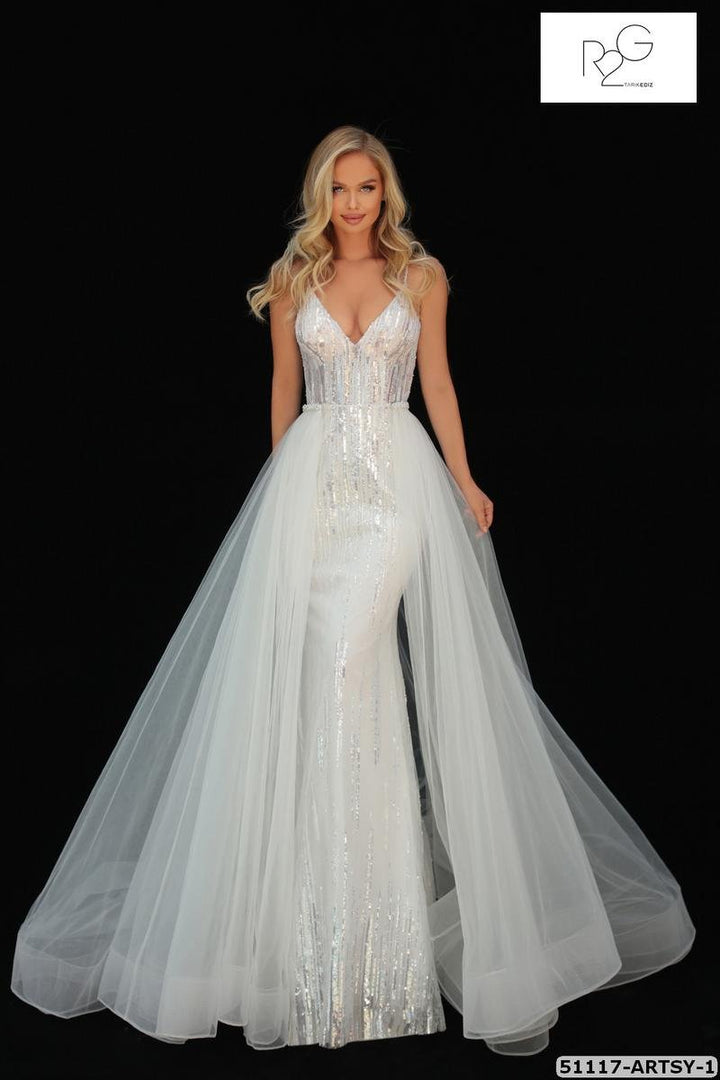 Tarik Ediz 51117 Ivory Prom Dress