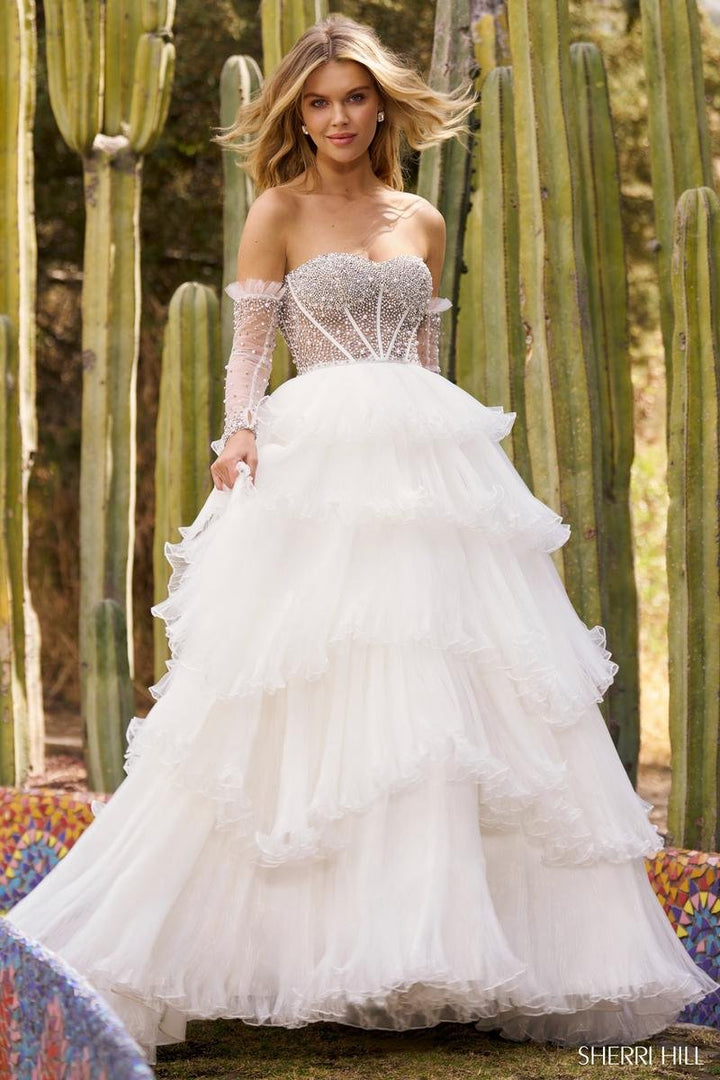 Sherri Hill 55648 Ivory Prom Dress