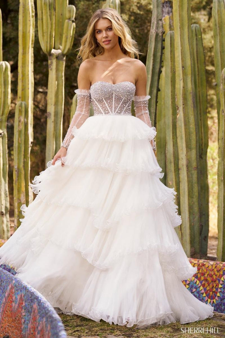 Sherri Hill 55648 Ivory Prom Dress