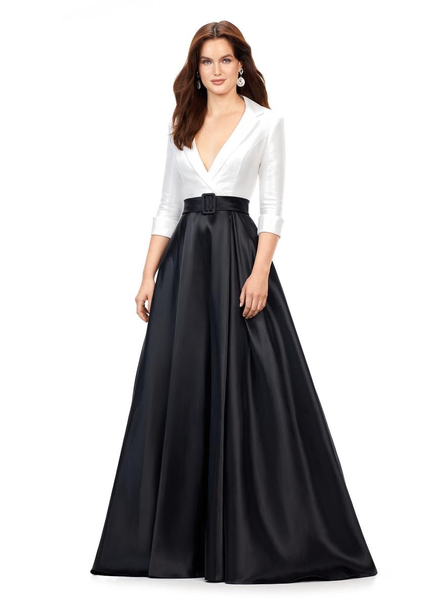 Ashley Lauren 11326 Ivory Black Prom Dress