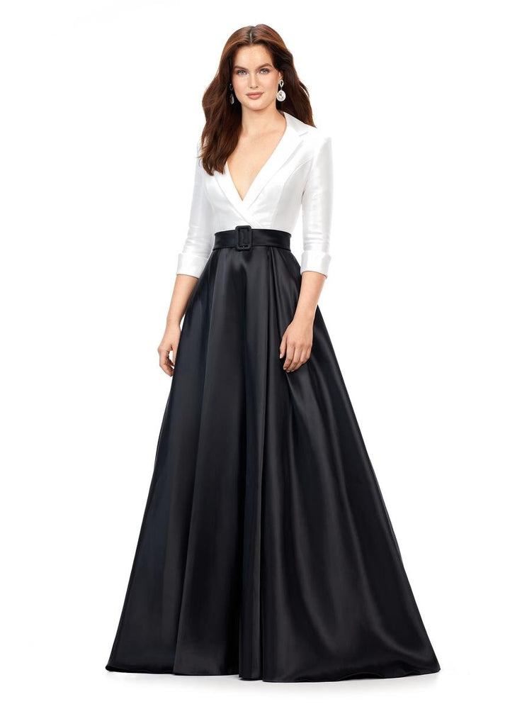 Ashley Lauren 11326 Ivory Black Prom Dress