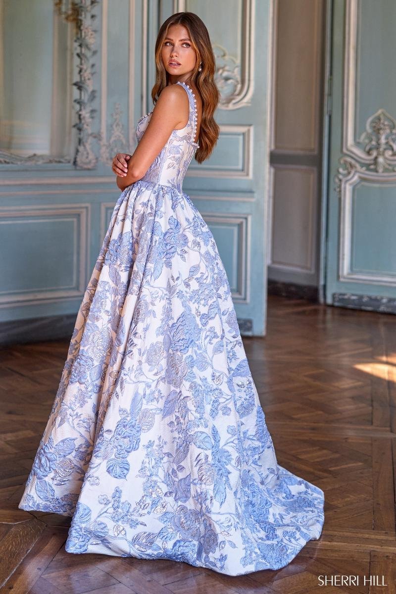 Sherri Hill 57731 Ivory Light Blue Prom Dress
