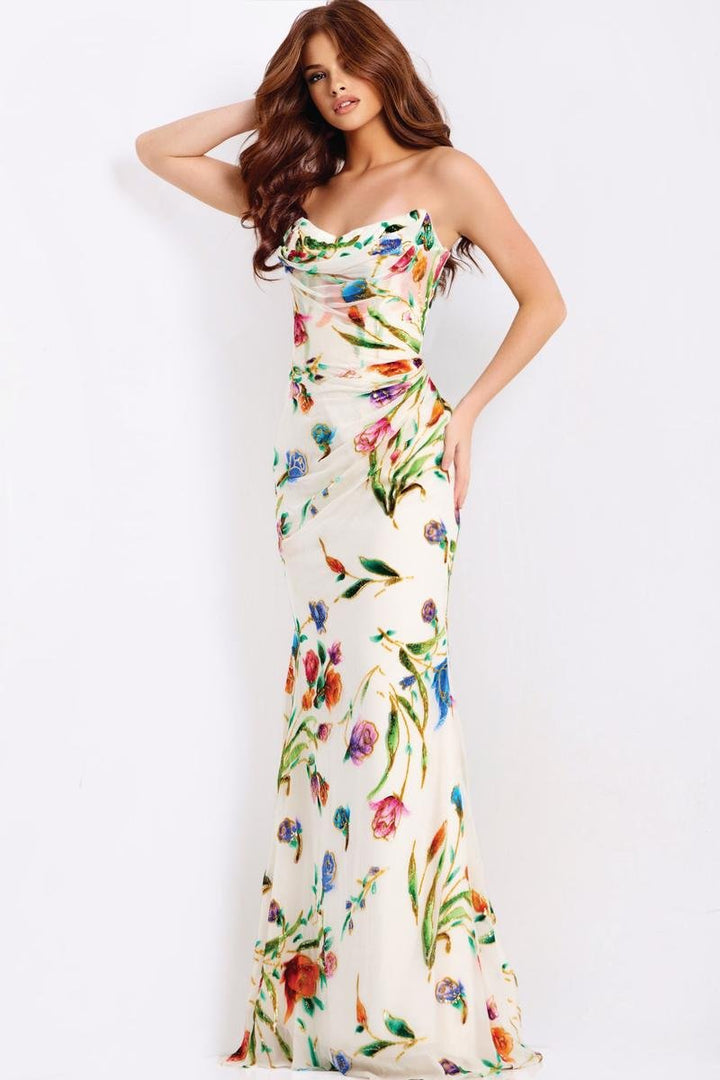 Jovani 47626 — Ivory/Multi