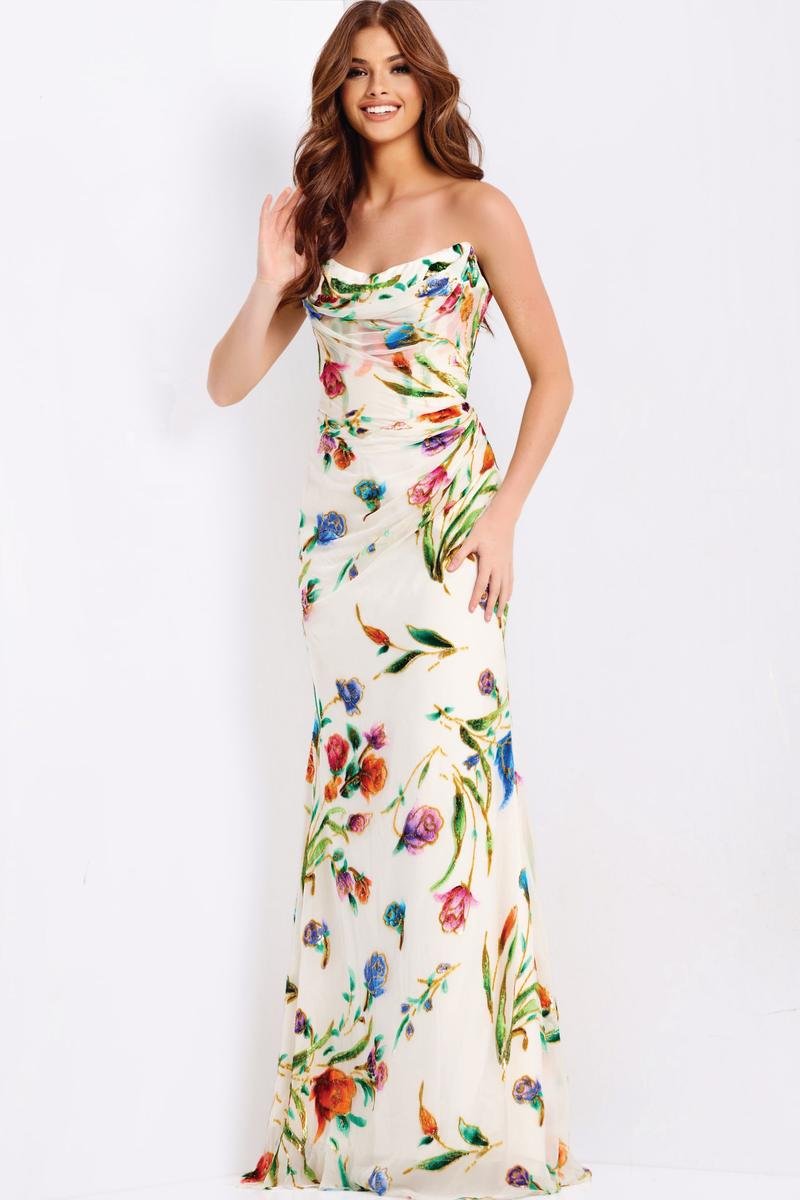 Jovani 47626 — Ivory/Multi
