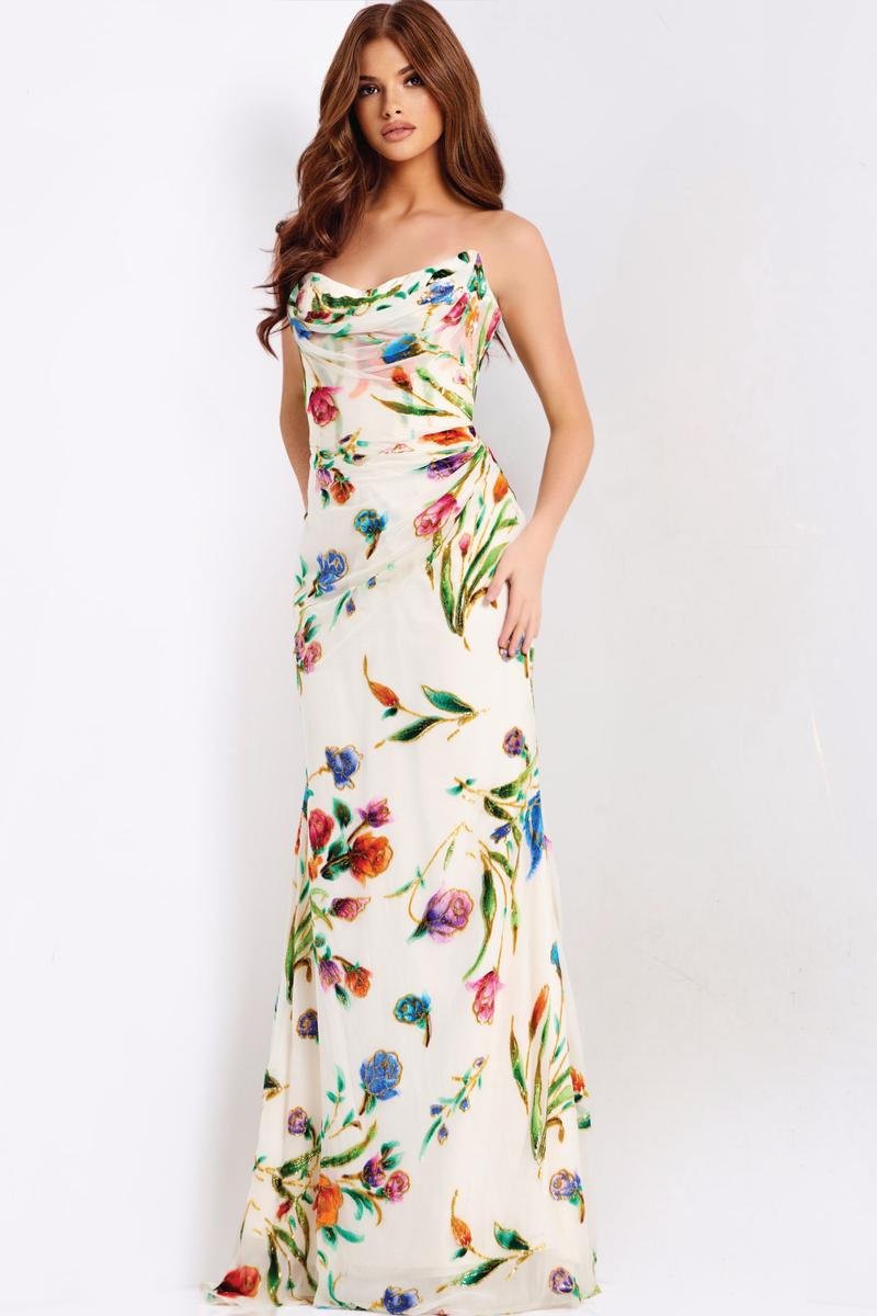 Jovani 47626 — Ivory/Multi