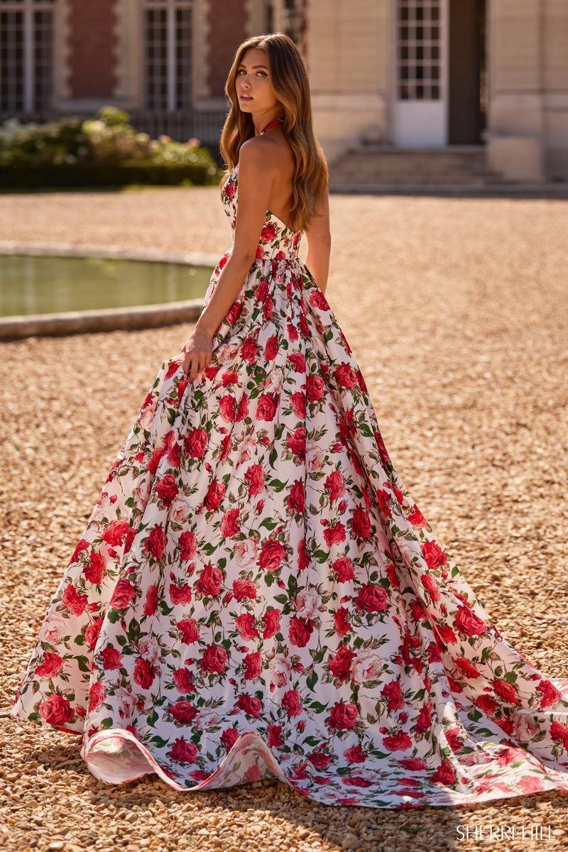 Sherri Hill 57726 Ivory Print Prom Dress