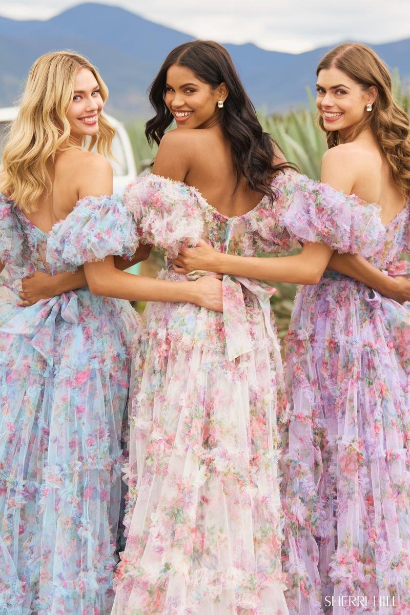 Sherri Hill 55541 — Ivory Print Multiple