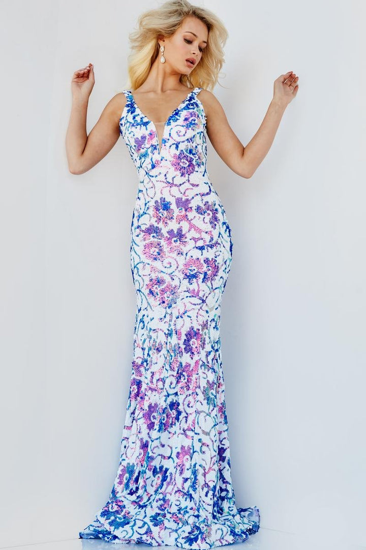 Jovani 08257 — Ivory/Purple