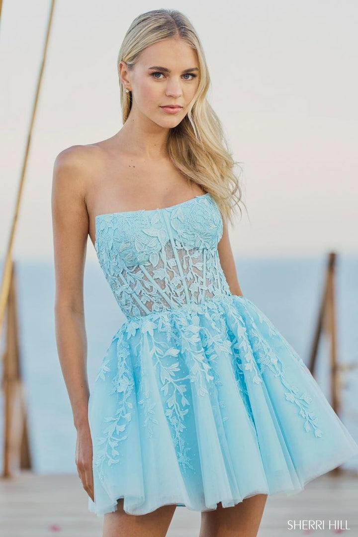 Sherri Hill 55833 Light Blue Prom Dress