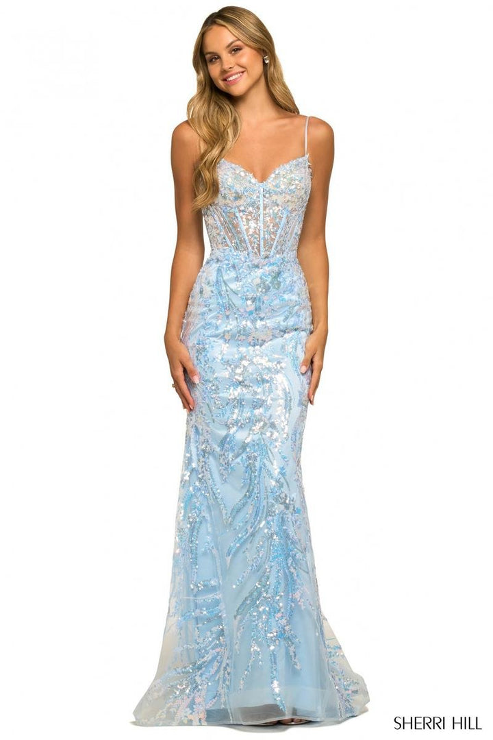 Sherri Hill 55502 Light Blue Prom Dress