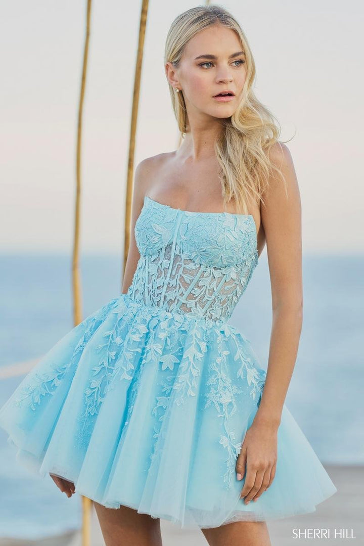 Sherri Hill 55833 Light Blue Prom Dress