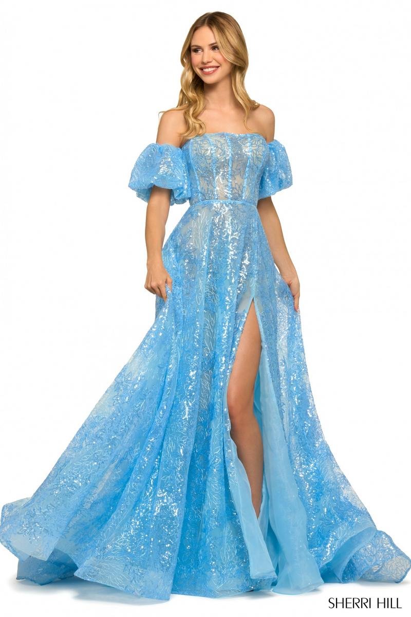Sherri Hill 55423 — Light Blue/Light Blue