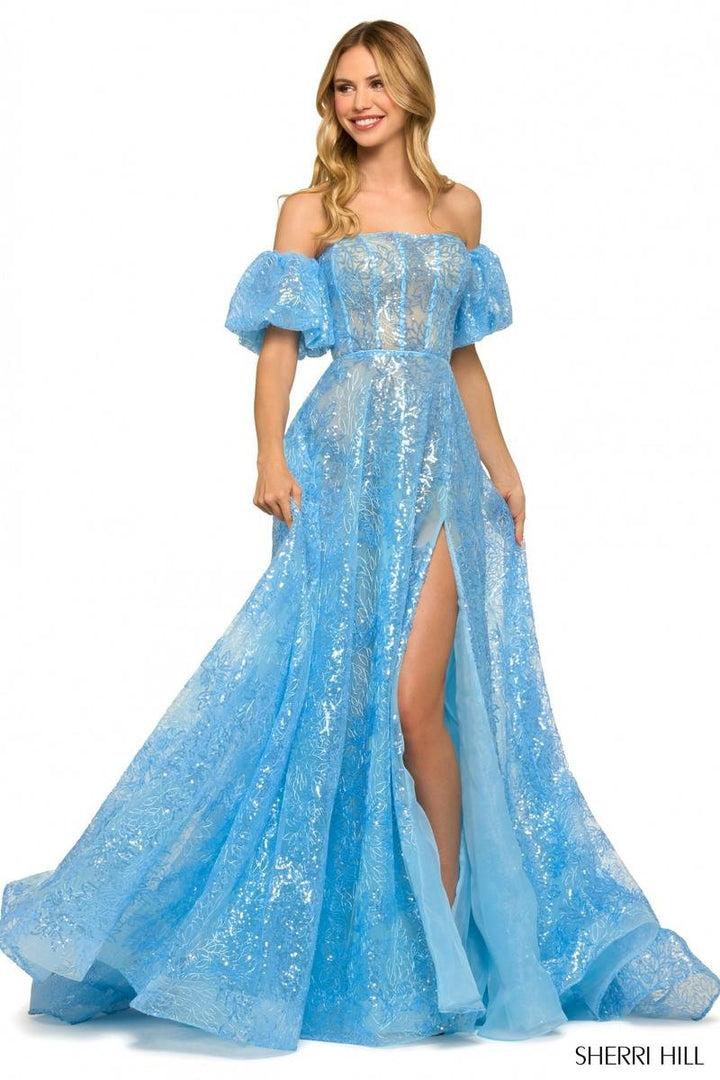Sherri Hill 55423 — Light Blue/Light Blue