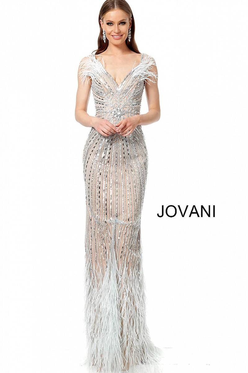 Jovani 66234 — Light Blue/Nude